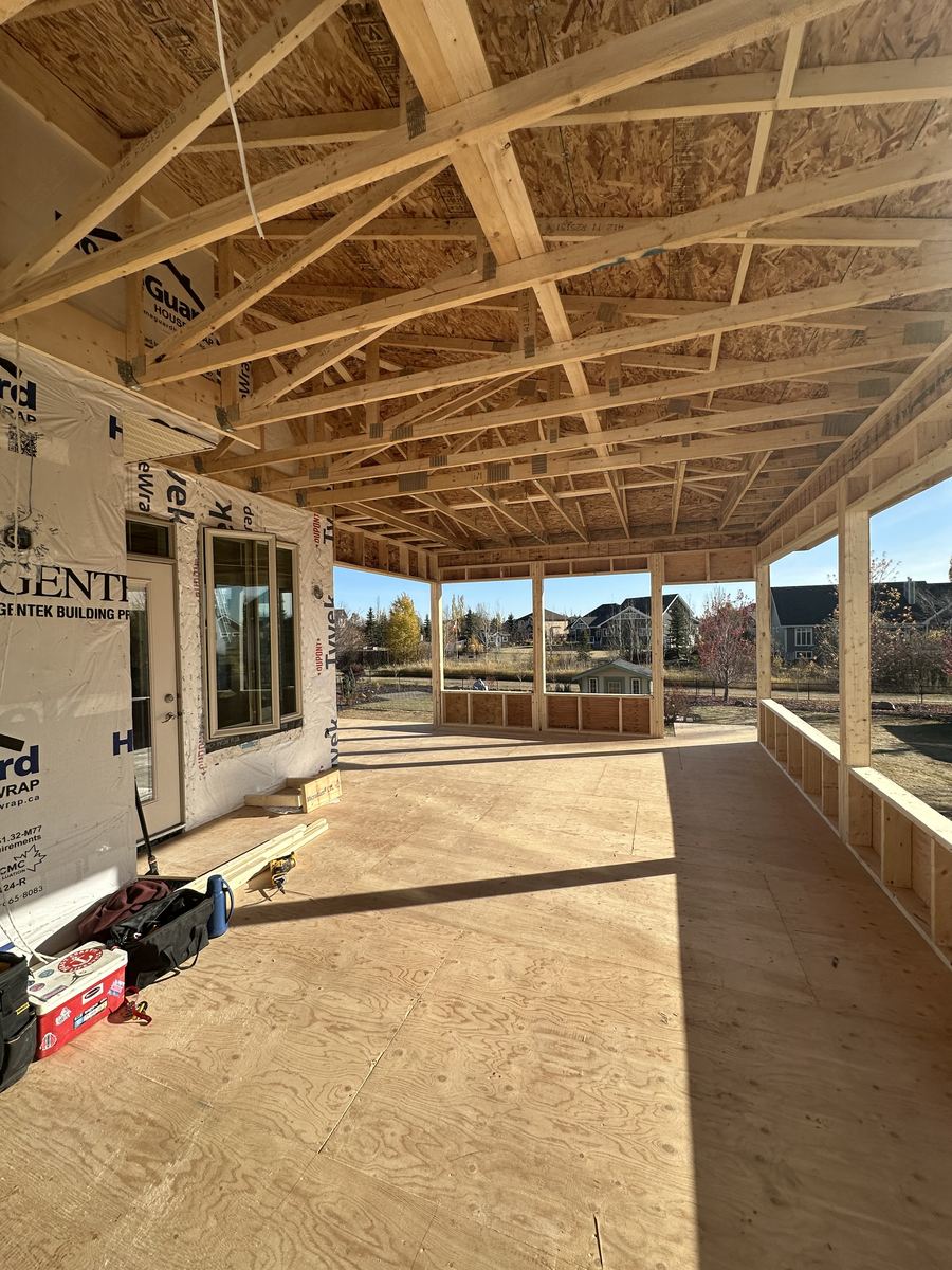Wraparound covered deck Edmonton Alberta — TrueBlue Builders Ltd